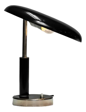 Art Deco Desk Lamp in Chrome with Fixed Tilted Black Lacquered Shade, 1930s