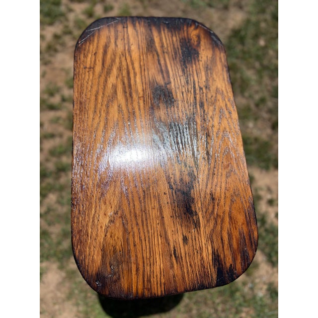 1920s Solid Oak Shou Sugi Ban Accent Table For Sale - Image 10 of 12