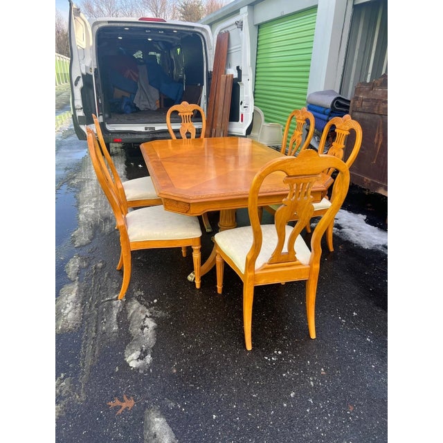 2020s Vintage Wood Dining Table and Six Dining Chairs For Sale - Image 5 of 13