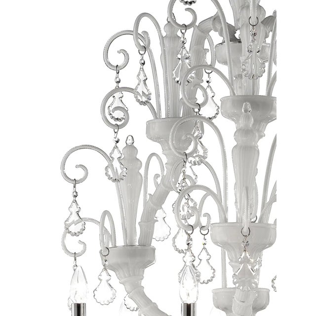 Venetian Modern White Ca Rezzonico with Curls Murano Glass Chandelier by Simoeng For Sale - Image 6 of 8