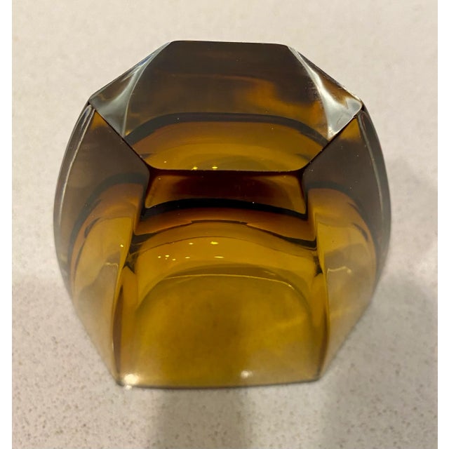 1970s Vintage 1970s Amber Art Glass Small Vase For Sale - Image 5 of 6