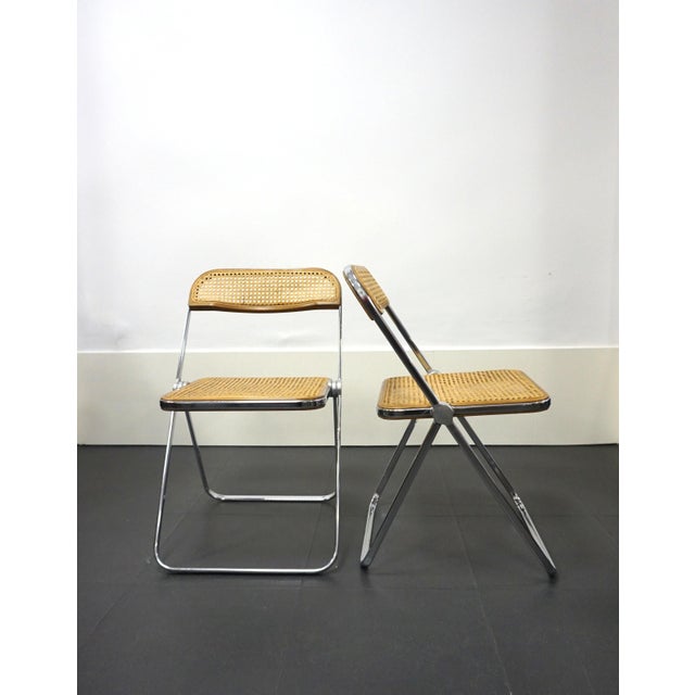 Castelli Vintage Plia Chairs in Cane Fabric by Giancarlo Piretti for Anonima Castelli, 1970s, Set of 4 For Sale - Image 4 of 18