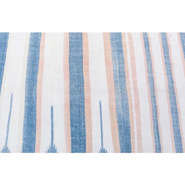 Doris Leslie Blau Vintage Indian Dhurrie Striped Blue Beige Rug For Sale In New York - Image 6 of 8