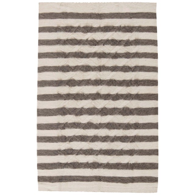 Taurus Collection Modern Striped Goat Hair Rug by Doris Leslie Blau For Sale