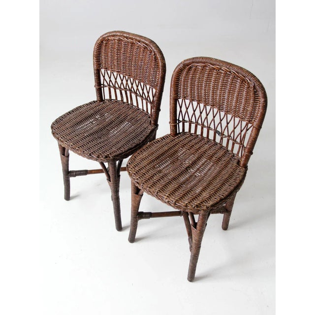 Antique Wicker Chairs Pair For Sale - Image 10 of 12