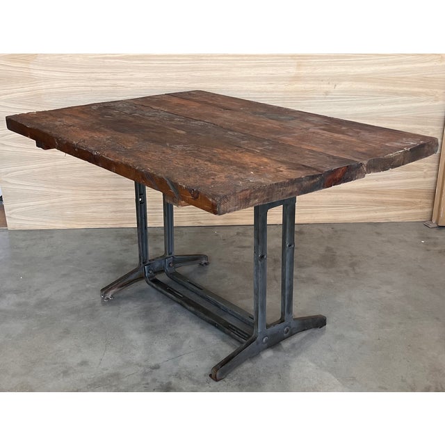French Solid Cast Iron French Work Table With Wood Top For Sale - Image 11 of 12