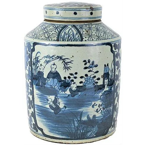 2020s Contemporary Monumental Porcelain Chinoiserie Children Tea Jar For Sale - Image 5 of 5