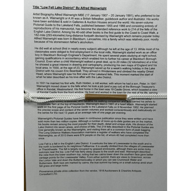 British Masterpiece Low Fell, From Lanthwaite Hill Original Pen-and-Ink Landscape Drawing Lake District, Cumbria Signed by Alfred Wainwright For Sale - Image 12 of 12