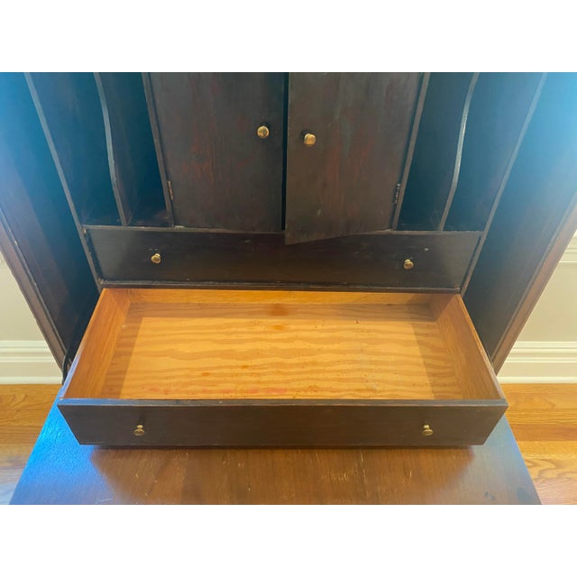Vintage Mahogany Secretary With Flip Down Desk and Storage For Sale - Image 4 of 13