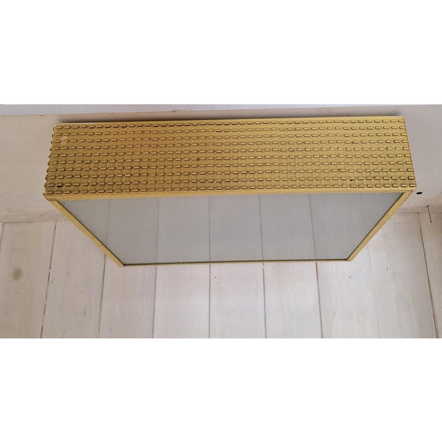 Mid-Century Minimalist Square Ceiling Light with Yellow Metal Housing and Frosted Glass Panel, 1960s, in Very Good...