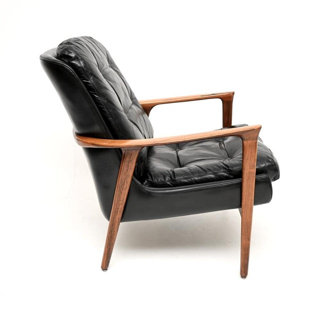 Mid-Century Modern Vintage Swedish Armchair in Leather by Inge Andersson from Brødere Andersen, 1960 For Sale - Image 3 of 11