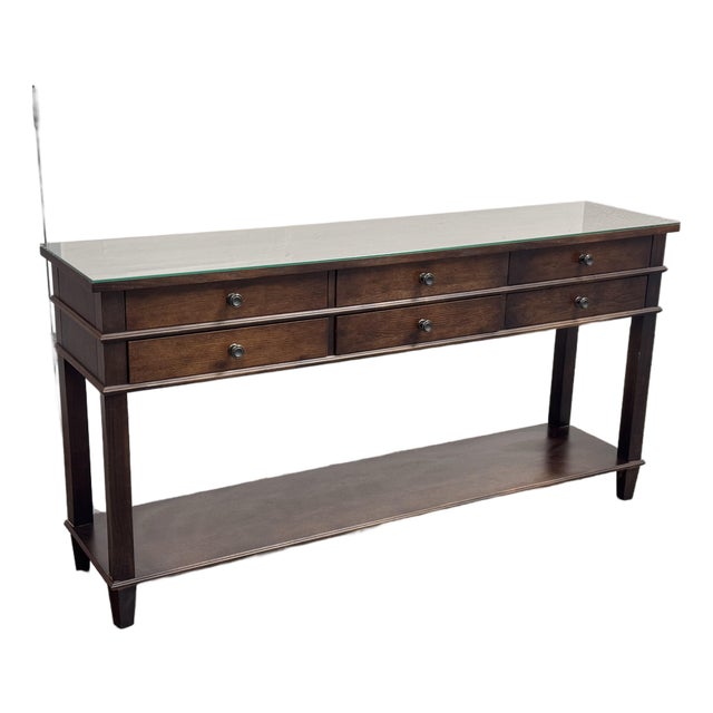 Bassett Furniture Six Drawer Console Table For Sale