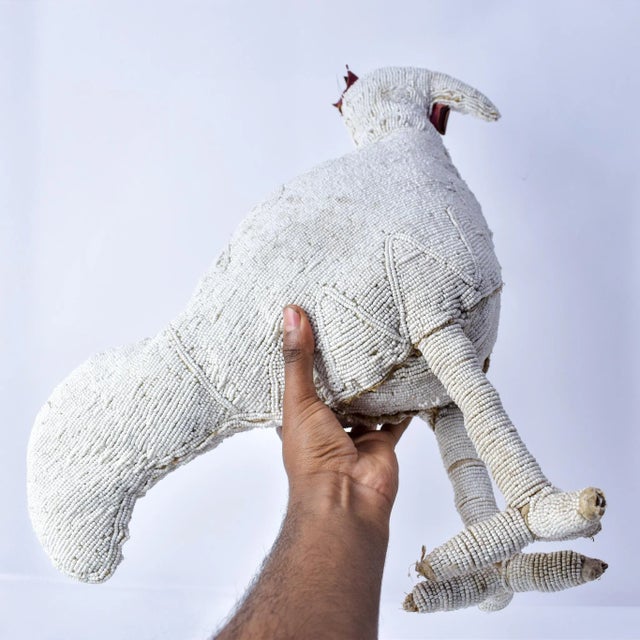 Vintage African White Beaded Chicken Nigeria For Sale - Image 9 of 16