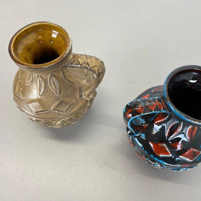Multi-Color Fat Lava Op Art Pottery Vase from Bay Ceramics Germany, 1960s, Set of 2 For Sale - Image 13 of 17