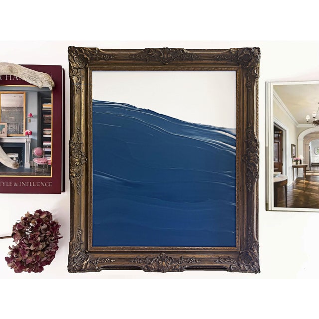 2020s "Waves" Large Abstract Painting in Antique Frame, Large Seascape Ocean Painting Transitional Wall Art by JTS For Sale - Image 5 of 9