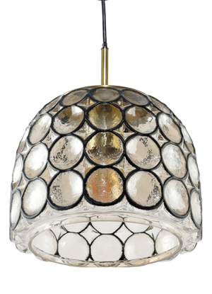 Large Glass and Iron Rings Pendant from Glassworks Limburg, Germany, 1960s
