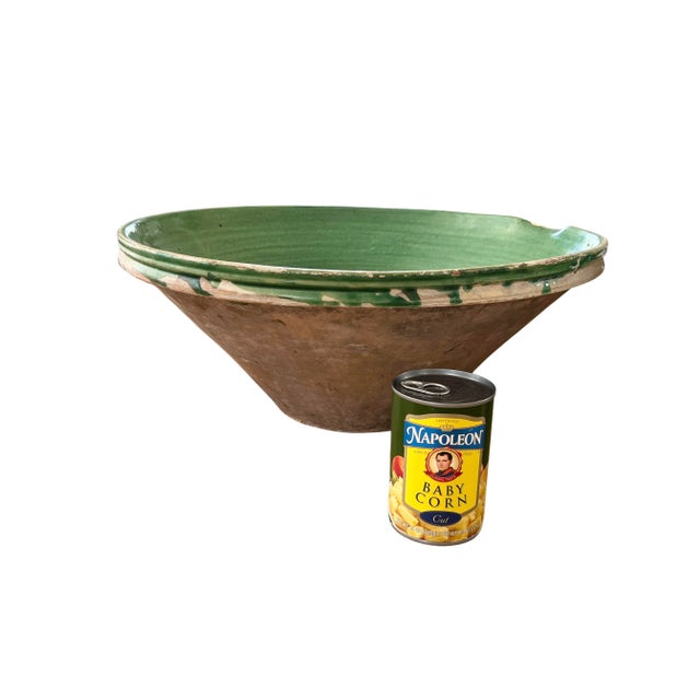Ceramic Late 19th Century Large Green Glazed Antique French Terracotta Tian Bowl For Sale - Image 7 of 8