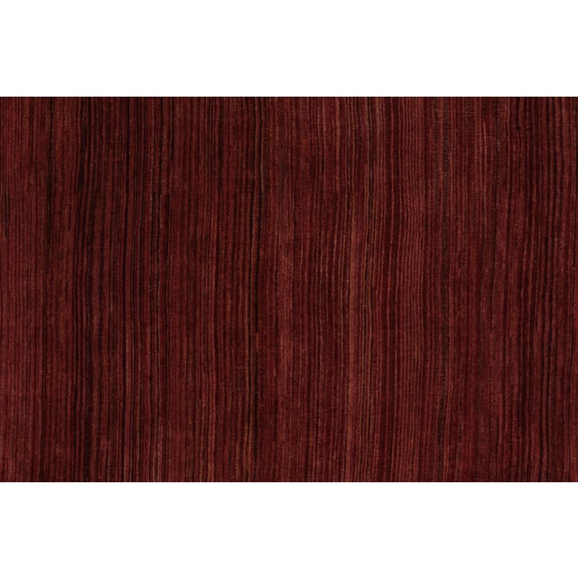 Contemporary Rug & Kilim’s Modern Textural Rug, Rich Ruby Red Tone-on-Tone Striae For Sale - Image 3 of 8