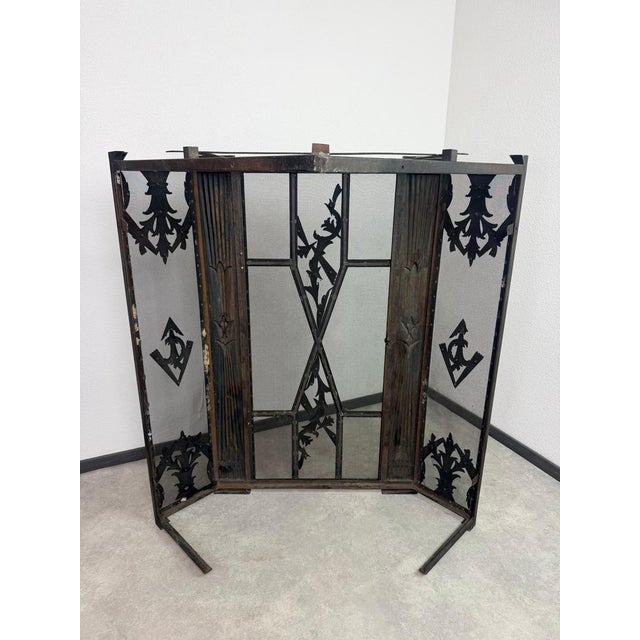 Brass Corner Fireplace Screen attributed to Dagobert Peche, 1890s For Sale - Image 14 of 16