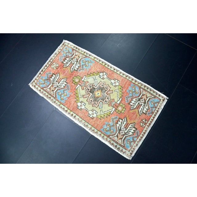 1960s Handmade wool and cotton rug in Turkish Anatolian Small Rug, Vintage Doormat Rug, Turkish Antique Decorative Rug,...