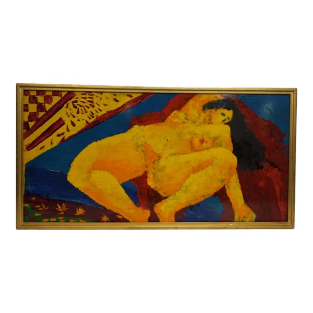 Alfonso Caliendo Large Nude Abstract Expressionist Oil on Board Painting For Sale