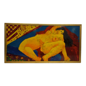 Alfonso Caliendo Large Nude Abstract Expressionist Oil on Board Painting