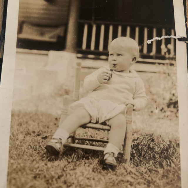 Rare unique American photos of a toddler, maybe 18mo. to 2 yrs old, smoking a pipe! Great subject matter of a by gone era;...