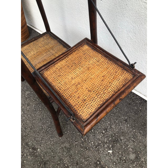 1920s English Vintage, Bamboo, Rattan Side Table. Useful as Accent Table or Small Dry Bar With Wicker Accents. For Sale - Image 5 of 7