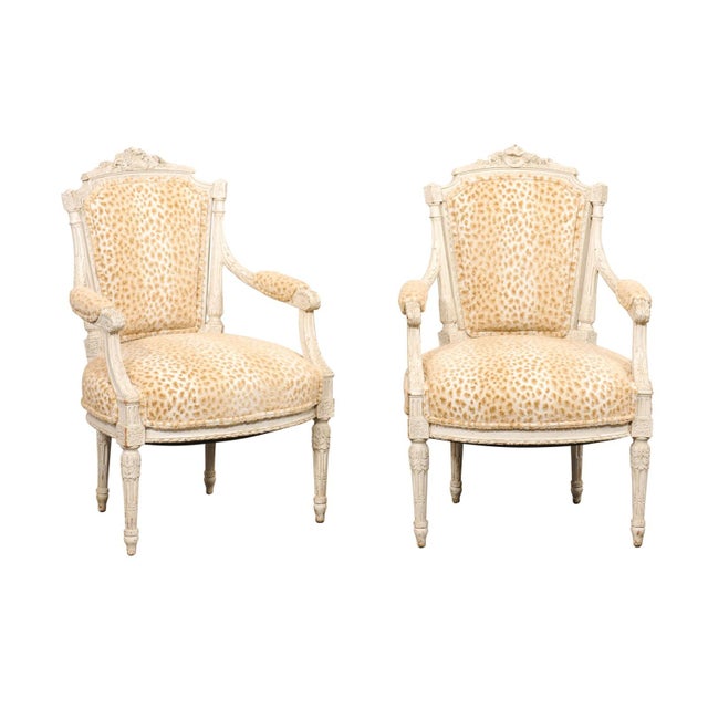 French Louis XVI Style Fauteuils, 19th C. For Sale - Image 13 of 13