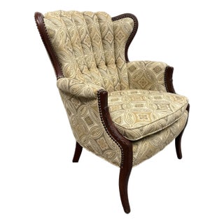 Tufted Channel Wingback Arm Chair For Sale