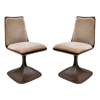 Tulip Padded Chairs in Brown Fiberglass from Felpam, 1970s, Set of 2 For Sale