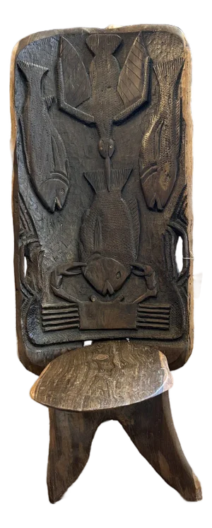 Hand Carved Wood African Birthing Chair
