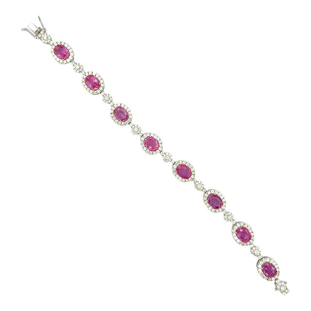 18k Pink Sapphire Bracelet For Sale