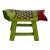Distressed Lime Green Red Head Tail Small Fish Shape Wood Stool For Sale