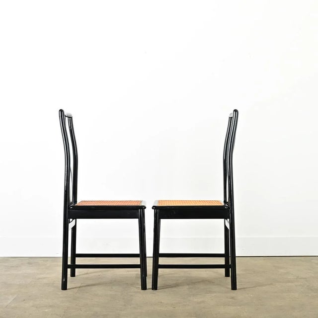 Vintage Italian Ebonized and Cane Seat Dining Chairs – Set of 6 For Sale - Image 12 of 12