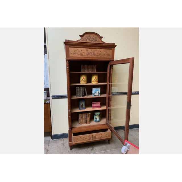 Early 20th Century Antique Art Nouveau Display Bookcase with Inlays, 1910 For Sale - Image 5 of 10