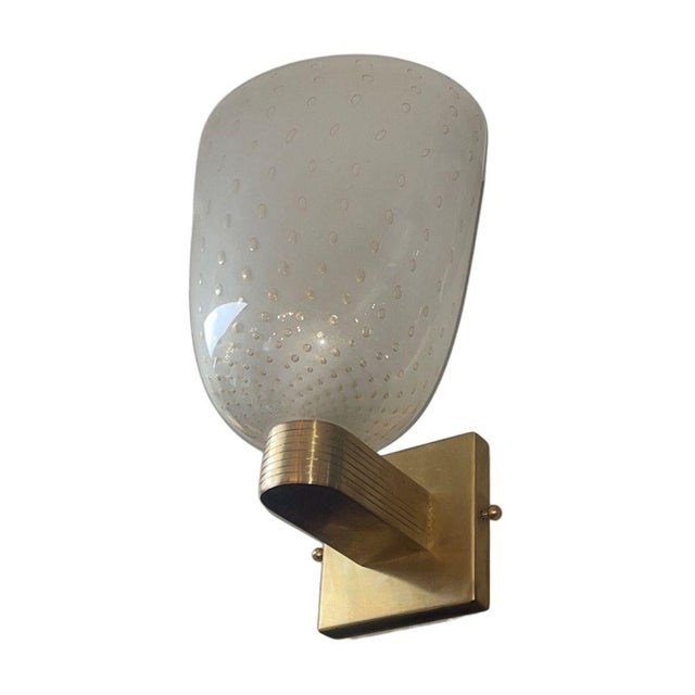 Italian 1980s Italian Campana Glass Sconces With Gold Circle Detail - Set of Six For Sale - Image 3 of 7