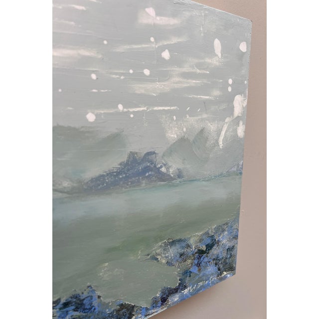 "Blue Lagoon" Contemporary Impressionist Waterscape in Green, Aqua, Blue and White by Mill Valley Artist Mary Anne McKernie For Sale - Image 4 of 8