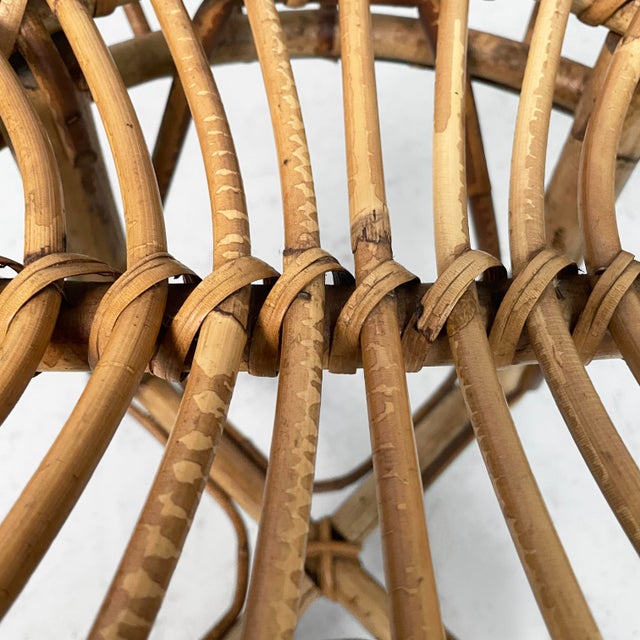 1960s Mid-Century Modern Italian Round Table Stool in Rattan, 1960s For Sale - Image 5 of 14