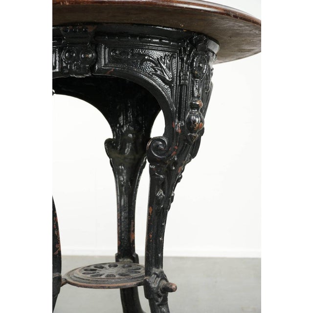 Antique English Side table with Cast Iron Base and Round Wooden Tabletop For Sale - Image 8 of 12