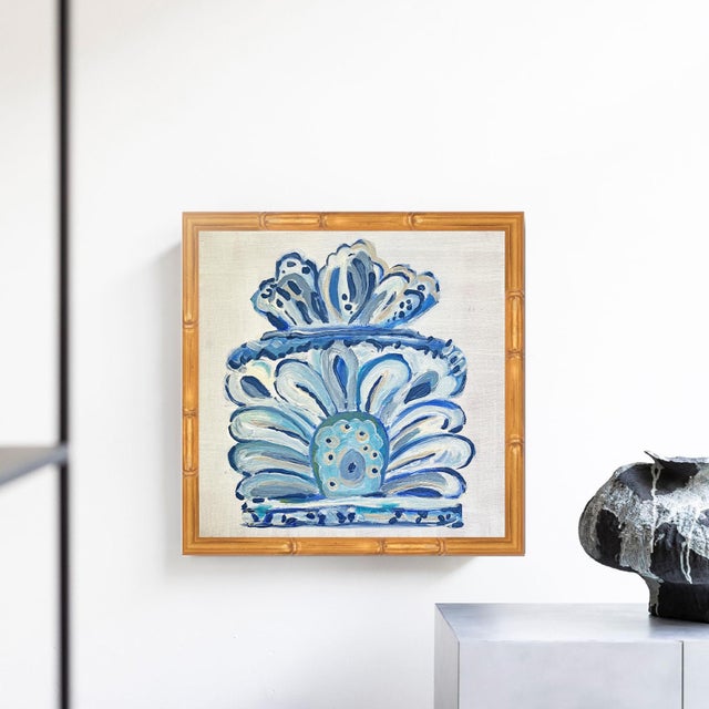 Artist: Tatiana Duperault Medium: Oil, Acrylic on canvas Framed Size: 13” W x 13” H Style: Botanical, minimalist, modern...