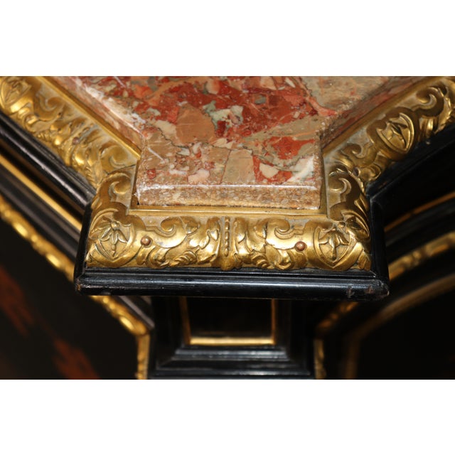 19th C. Ebonized Chinoiserie and Bronze Ormolu Mounted Marble Top Cabinet For Sale - Image 10 of 17