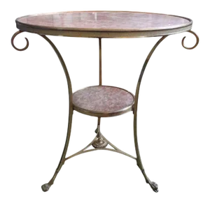 French Louis XVI Style Two Tier Bronze Dore and Marble Gueridon