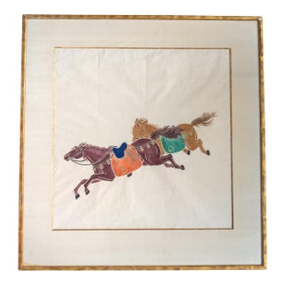 20th Century Hollywood Regency Chinoiserie Print With Horses For Sale