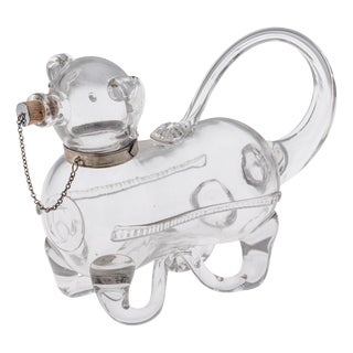 Antique Victorian Brass and Glass Novelty Dog Claret Jug, 1890 For Sale