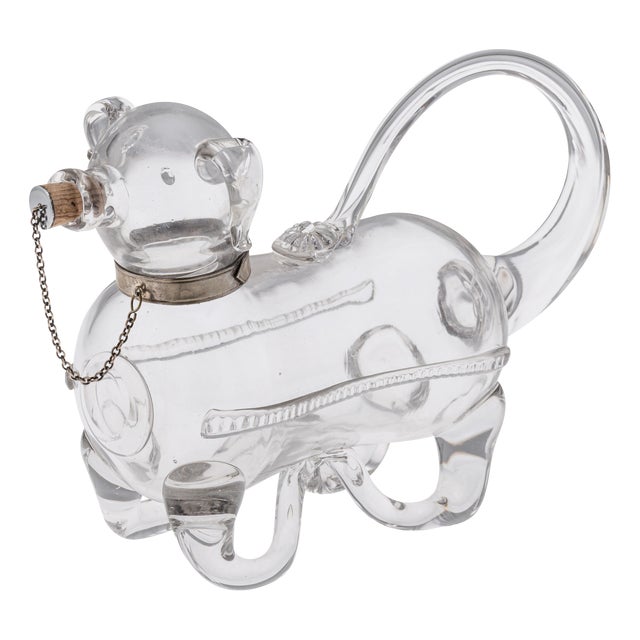 Antique Victorian Brass and Glass Novelty Dog Claret Jug, 1890 For Sale