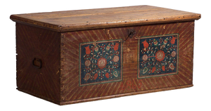 Antique Storage Trunk with Floral Motifs, 1865
