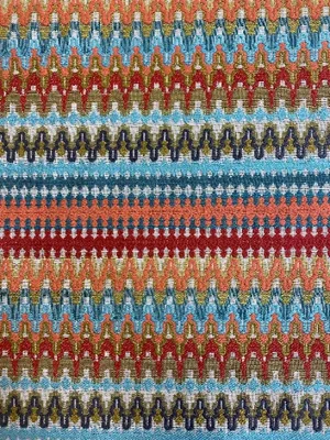 Kravet 32530512 Aqua Blue Orange Red Mustard Teal Woven Upholstery Fabric