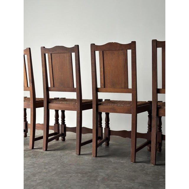 Early 20th Century French Carved Oak Rush Seat Dining Chairs, Set of 8 For Sale In Greensboro - Image 6 of 18