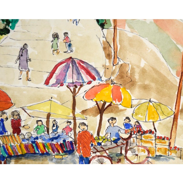 Farmer's Market - Original Watercolor on Paper by Ken L. Stephens For Sale In Monterey, CA - Image 6 of 8